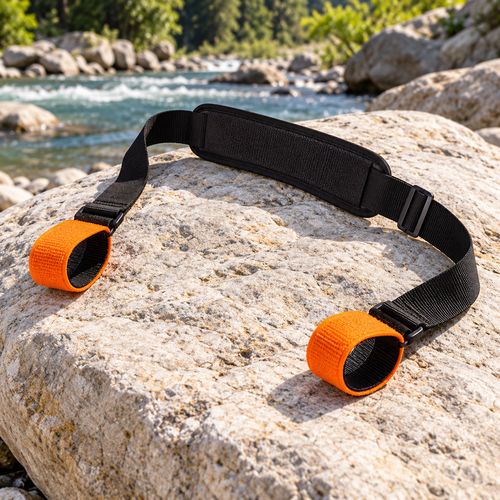 Bank-to-Boat Paddle Carry Strap — AI-generated illustrative product scene